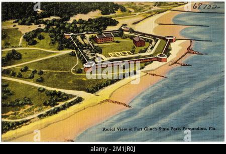 Vue aérienne du parc national de fort Clinch, Fernandina, Floride, Parcs, bâtiments historiques, Tichnor Brothers Collection, cartes postales des États-Unis Banque D'Images
