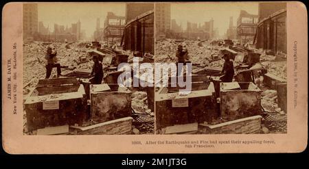 Après le tremblement de terre et le feu avaient passé leur force épouvantable, San Francisco , débris, tremblements de terre, tremblement de terre et feu de San Francisco, Californie, 1906 Banque D'Images