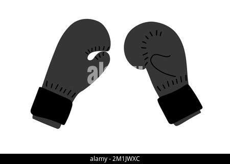 Gants de boxe à dessin animé, vue avant et arrière. Paire isolée sur backgorund blanc Illustration de Vecteur