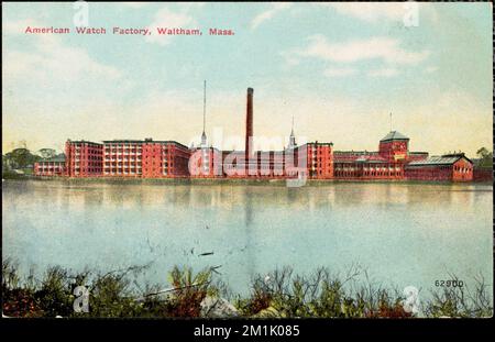 American Watch Factory, Waltham, Massachusetts. , Usines, industrie de l'horloge et de la montre, American Waltham Watch Company. Collection Waltham Room Banque D'Images