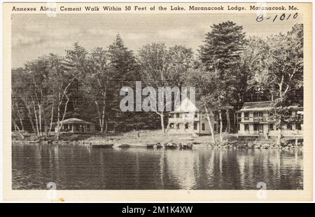 Annexe le long de la promenade en ciment à moins de 50 pieds du lac, Maranacook Lodge, Maranacook, Mé. , Motels, Tichnor Brothers Collection, cartes postales des États-Unis Banque D'Images
