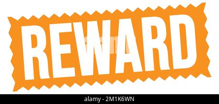 Texte DE RÉCOMPENSE inscrit sur l'affiche en zigzag orange. Banque D'Images