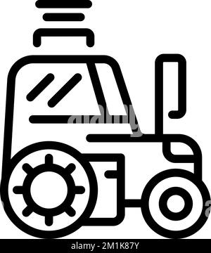 Vecteur de contour de l'icône de tracteur agricole intelligent. Farmer numérique. Tablette Illustration de Vecteur