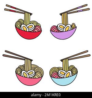 Vector Set Ramen Flat Design icône Japon Illustration de Vecteur