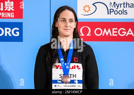 Melbourne, Australie. 13th décembre 2022. Leah Neale d'Australie réagit après avoir remporté la médaille de bronze lors de la finale des femmes Freestyle 400m lors des Championnats du monde de natation de la FINA au Melbourne Sports and Aquatic Centre à Melbourne, Australie, 13 décembre 2022. Photo Giorgio Scala/Deepbluemedia/Insidefoto crédit: Insidefoto di andrea staccioli/Alamy Live News Banque D'Images