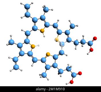 3D image de la formule squelettique de la protoporphyrine IX - structure chimique moléculaire de la porphyrine isolée sur fond blanc Banque D'Images