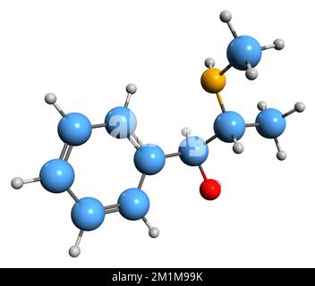 3D image de la formule squelettique de pseudoéphédrine - structure chimique moléculaire du médicament sympathomimétique isolé sur fond blanc Banque D'Images