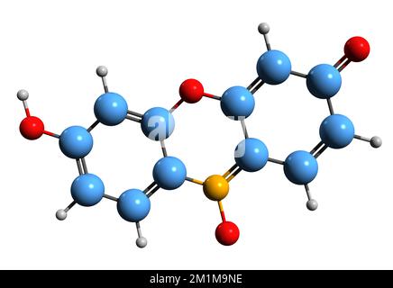 3D image de la formule squelettique de la Resazurine - structure chimique moléculaire du colorant phénoxazine Alamar Blue isolé sur fond blanc Banque D'Images