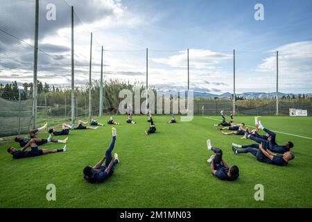 Joueur de Gent photographié lors d'une session d'entraînement au camp d'entraînement d'hiver de l'équipe belge de football de première division KAA Gent à Oliva, Espagne, le mardi 13 décembre 2022. BELGA PHOTO LUC CLAESSEN Banque D'Images