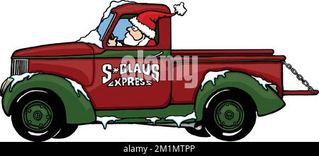 chariot de noël avec père noël Illustration de Vecteur