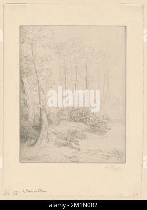 Au bord de l'eau , arbres, plans d'eau, Alphonse Legros (1837-1911) Banque D'Images