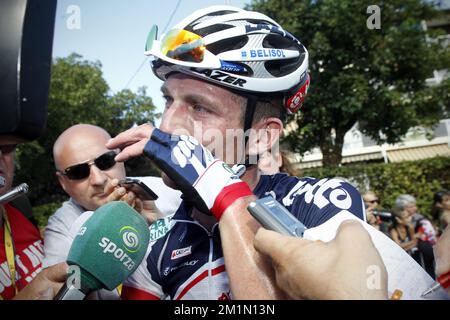 20120711 - BELLEGARDE-SUR-VALSERINE, FRANCE : Jurgen belge Van den Broeck de Lotto Belisol équipe photographiée après la dixième étape de l'édition 99th de la course cycliste Tour de France, à 194,5 km de Macon à Bellegarde-sur-Valserine, France, mercredi 11 juillet 2012. BELGA PHOTO KRISTOF VAN ACCOM Banque D'Images