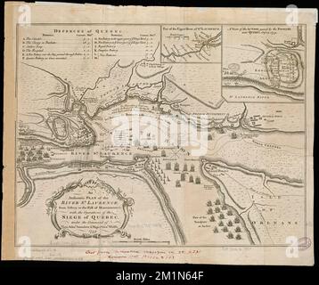 Un plan authentique de la rue River Laurence, de Sillery à la chute de Montmorenci : aux opérations du siège de Québec, sous le commandement du vice-ADML. Saunders & Major Genl. Wolfe , campagne du Québec, Québec, 1759, campagne du Québec, Québec, 1759, cartes, travaux préliminaires jusqu'en 1800, fleuve Saint-Laurent, cartes, travaux préliminaires jusqu'en 1800 Collection du Centre de cartes Norman B. Leventhal Banque D'Images