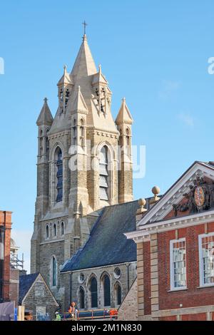 L'église Emmanuel URC, qui fait maintenant partie du collège de Pembroke (collège ou salle de Valence Mary), fondée en 1347, Université de Cambridge, Angleterre. Banque D'Images