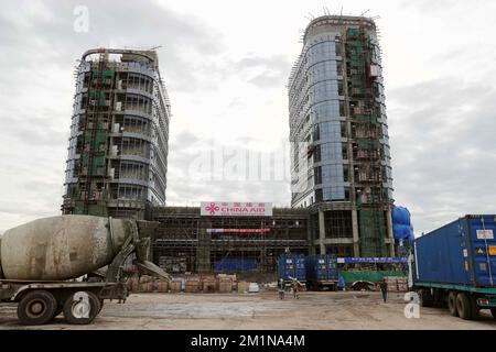 Nairobi. 16th août 2022. Cette photo prise le 16 août 2022 montre le site de construction du projet de phase I de construction du siège des centres africains pour le contrôle et la prévention des maladies (CDC d'Afrique) à Addis-Abeba, en Éthiopie. Crédit : Wang Ping/Xinhua/Alay Live News Banque D'Images