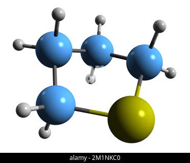 3D image de la formule squelettique du tétrahydrothiophène - structure chimique moléculaire du Thiolane isolé sur fond blanc Banque D'Images