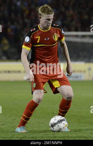 20121016 - BRUXELLES, BELGIQUE : Kevin de Bruyne, de Belgique, célèbre la victoire de 2-0 et