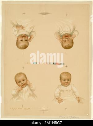 Bébé avec quatre expressions du visage, les nourrissons. Collection Louis Prang & Company Banque D'Images