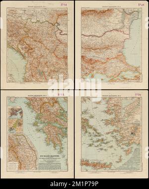 Die Balkan-Halbinsel en 4 blättern : Türkei, Rumänien, Griechenland, Serbien, Monténégro, Bulgarien , Péninsule des Balkans, cartes Norman B. Leventhal Map Center Collection Banque D'Images
