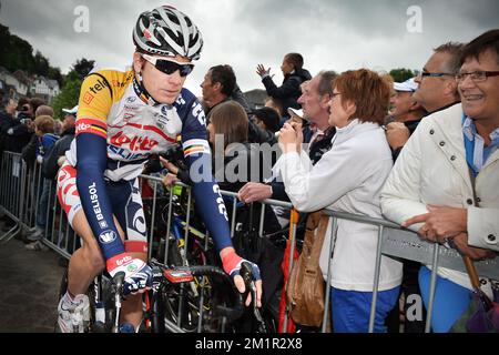 Jurgen Roelandts de Lotto - Belisol en photo au début du championnat national belge de cyclisme pour hommes élite, dimanche 23 juin 2013, à la Roche-en-Ardenne. BELGA PHOTO DAVID STOCKMAN Banque D'Images