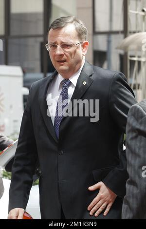 République tchèque le Premier ministre Petr Necas arrive pour une réunion du conseil européen le premier jour du sommet des chefs d'Etat et de gouvernement de l'UE, au siège de l'UE à Bruxelles, le jeudi 27 juin 2013. Banque D'Images