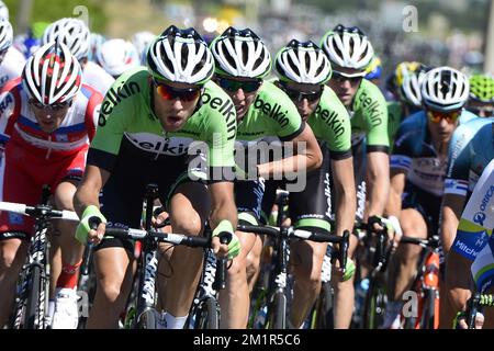 Belgian Maarten Wynants of Belkin Pro Cycling Team photographié pendant la sixième étape de l'édition 100th de la course cycliste Tour de France, 176km d'Aix-en-Provence à Montpellier, France. Banque D'Images