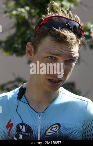 Tony Martin d'Allemagne de l'équipe Omega Pharma - Quick Step photographié après l'étape 16th de l'édition 100th de la course cycliste Tour de France, 168km de Vaison-la-Romaine à Gap, France, le mardi 16 juillet 2013. Banque D'Images