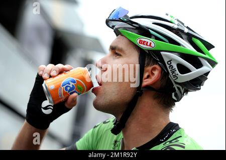 Belgian Maarten Wynants of Belkin Pro Cycling Team photographié après la phase 18th de l'édition 100th de la course cycliste Tour de France, à 168 km de Gap à Alpe d'Huez, France, le jeudi 18 juillet 2013. Banque D'Images