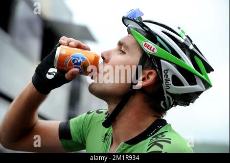 Belgian Maarten Wynants of Belkin Pro Cycling Team photographié après la phase 18th de l'édition 100th de la course cycliste Tour de France, à 168 km de Gap à Alpe d'Huez, France, le jeudi 18 juillet 2013. Banque D'Images