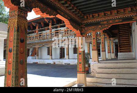 La façade des bâtiments du palais Punakha Dzong au Bhoutan Banque D'Images