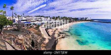 Les meilleures plages de l'île de lanzarote - Playa blanca, Flamingo Beach. Îles Canaries d'Espagne Banque D'Images