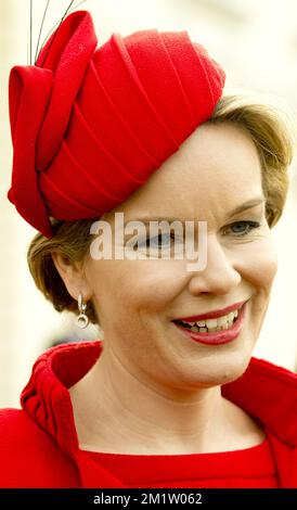 20140217 - BERLIN, ALLEMAGNE: La reine Mathilde de Belgique photographiée lors de la visite officielle à l'étranger du nouveau roi et de la reine de Belgique, à Berlin, la capitale de l'Allemagne, le lundi 17 février 2014. BELGA PHOTO BENOIT DOPPAGNE Banque D'Images