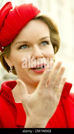 20140217 - BERLIN, ALLEMAGNE: La reine Mathilde de Belgique photographiée lors de la visite officielle à l'étranger du nouveau roi et de la reine de Belgique, à Berlin, la capitale de l'Allemagne, le lundi 17 février 2014. BELGA PHOTO BENOIT DOPPAGNE Banque D'Images