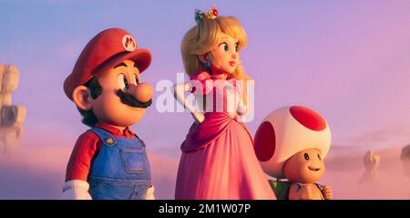 Le Super Mario Bros Movie Mario, Princess Peach, Toad Banque D'Images