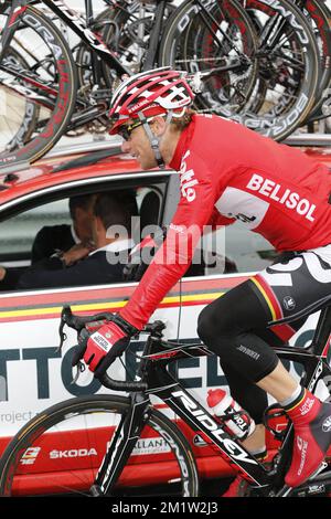 Belge Jurgen Roelandts of Lotto - Belisol en action lors de l'édition 105th du Milan Sanremo, la classica di Primavera, course cycliste d'une journée, 298km de Milan à Sanremo, Italie. Banque D'Images