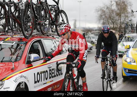 Belge Jurgen Roelandts of Lotto - Belisol en action lors de l'édition 105th du Milan Sanremo, la classica di Primavera, course cycliste d'une journée, 298km de Milan à Sanremo, Italie. Banque D'Images