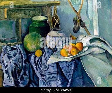 Encore la vie avec un pot de gingembre et des aubergines par Paul Cezanne (1839-1906), huile sur toile, 1893/4 Banque D'Images