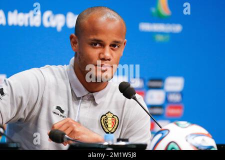 20140621 - RIO DE JANEIRO, BRÉSIL : Vincent Kompany de Belgique photographié lors d'une conférence de presse de l'équipe nationale belge de football Red Devils à Rio de Janeiro, Brésil, lors de la coupe du monde de la FIFA 2014, samedi 21 juin 2014. BELGA PHOTO BRUNO FAHY Banque D'Images