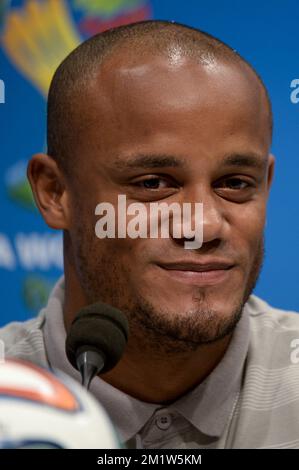 20140621 - RIO DE JANEIRO, BRÉSIL : Vincent Kompany de Belgique photographié lors d'une conférence de presse de l'équipe nationale belge de football Red Devils à Rio de Janeiro, Brésil, lors de la coupe du monde de la FIFA 2014, samedi 21 juin 2014. BELGA PHOTO DIRK WAEM Banque D'Images