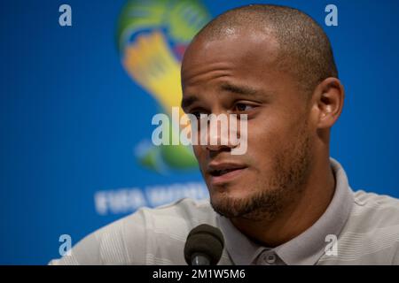 20140621 - RIO DE JANEIRO, BRÉSIL : Vincent Kompany de Belgique photographié lors d'une conférence de presse de l'équipe nationale belge de football Red Devils à Rio de Janeiro, Brésil, lors de la coupe du monde de la FIFA 2014, samedi 21 juin 2014. BELGA PHOTO DIRK WAEM Banque D'Images