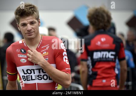 Jurgen Roelandts belges de Lotto - Belisol en photo au début de la phase 6 de l'édition 101st de la course cycliste Tour de France, à 194 km d'Arras à Reims, le jeudi 10 juillet 2014. Banque D'Images