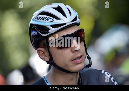 Allemand Tony Martin de l'équipe Omega Pharma - Quick Step photographié au début de l'étape 11 de l'édition 101st de la course cycliste Tour de France, à 187,5 km de Besançon à Oyonnax, en France, le mercredi 16 juillet 2014. Banque D'Images