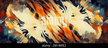 belle fourrure de tigre - texture colorée avec orange, beige, jaune et noir, structure de fourrure de tigre chattercolor. Banque D'Images