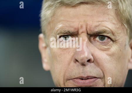 Arsene Wenger, directeur et entraîneur-chef d'Arsenal, photographié lors d'un troisième match de groupe entre RSCA Anderlecht et l'équipe anglaise Arsenal, dans le groupe D de la compétition de la Ligue des champions de l'UEFA, mercredi 22 octobre 2014. BELGA PHOTO LAURIE DIEFFEMBACQ Banque D'Images