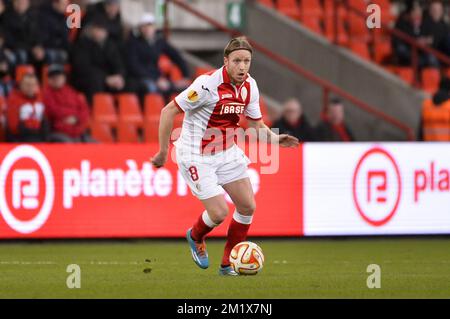 20141211 - LIEGE, BELGIQUE : Ronnie Stam de Standard photographié lors d'un match entre Standard de Liège et l'équipe néerlandaise Feyenoord le dernier jour de la phase de groupe du tournoi Europa League, dans le groupe G, au stade de Liège, jeudi 11 décembre 2014. BELGA PHOTO NICOLAS LAMBERT Banque D'Images