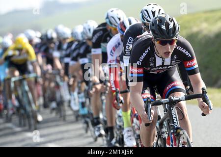 Zico Waeytens Belge de l'équipe Giant-Alpecin photographié pendant la scène 3 le quatrième jour de l'édition 73rd de la course cycliste Paris-Nice, à 179 km de Saint-Amand-Montrond à Saint-Pourcain-sur-Sioule, France, le mercredi 11 mars 2015. Banque D'Images