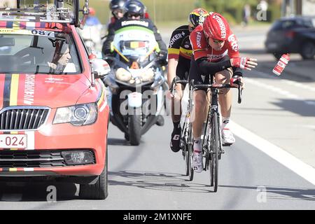 Lars danois Bak de Lotto - Soudal photographié en action pendant la première étape de la course cycliste Driedaagse de panne - Koksijde, à 201,6 km de panne à Zottegem, mardi 31 mars 2015. Banque D'Images