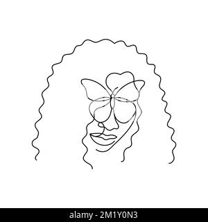 Visage d'une femme afro dans un style linéaire. Illustration de Vecteur