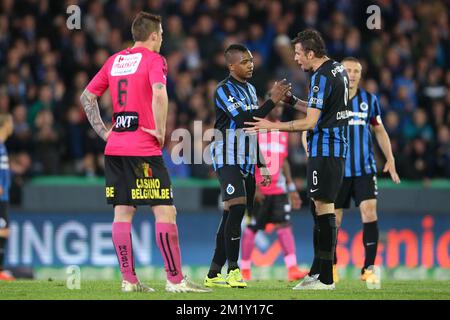 20150429 - BRUGGE, BELGIQUE: Le club José Izquierdo photographié pendant le match Jupiler Pro League entre le club Brugge et Charleroi, à Brugge, le mercredi 29 avril 2015, le cinquième jour du Play-off 1. BELGA PHOTO BRUNO FAHY Banque D'Images