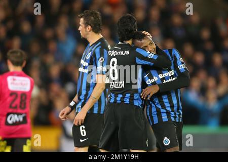 20150429 - BRUGGE, BELGIQUE: Le club José Izquierdo photographié pendant le match Jupiler Pro League entre le club Brugge et Charleroi, à Brugge, le mercredi 29 avril 2015, le cinquième jour du Play-off 1. BELGA PHOTO BRUNO FAHY Banque D'Images